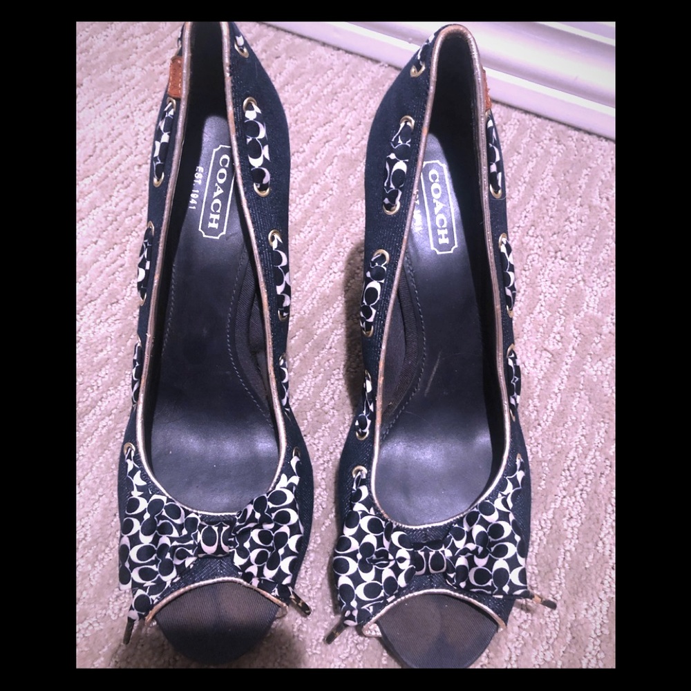 Coach denim wedges